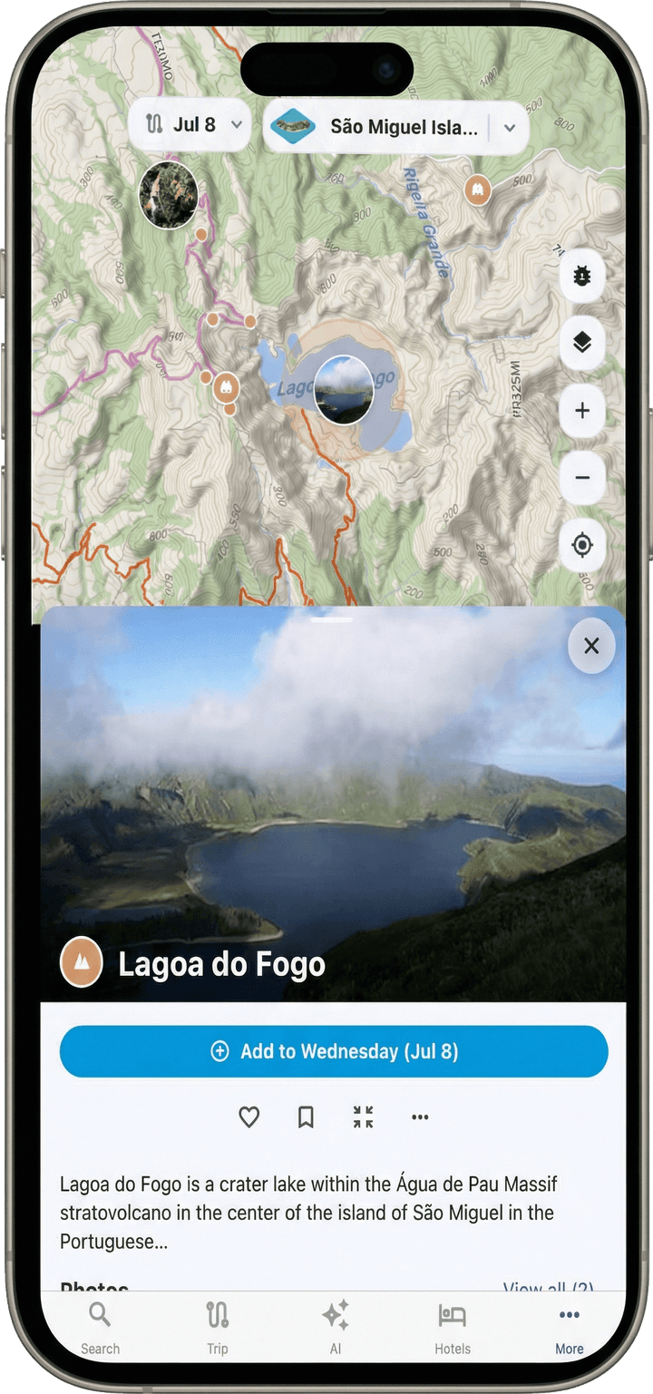 Tripomatic app on phone