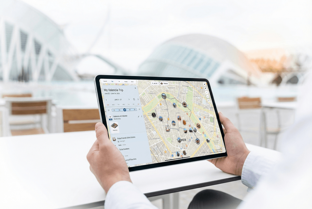 Tripomatic trip planner on tablet