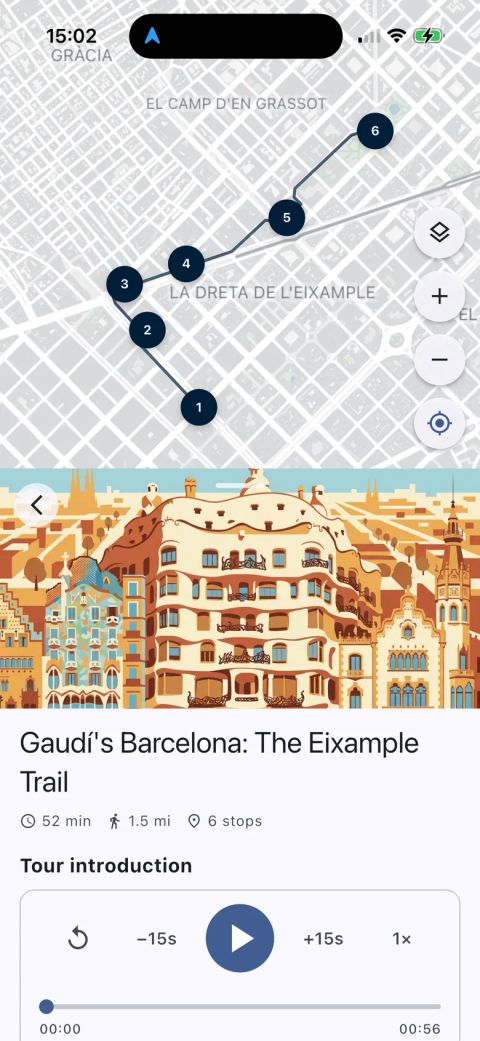 Gaudího Barcelona – prohlídka s mapou trasy a přehrávačem úvodu