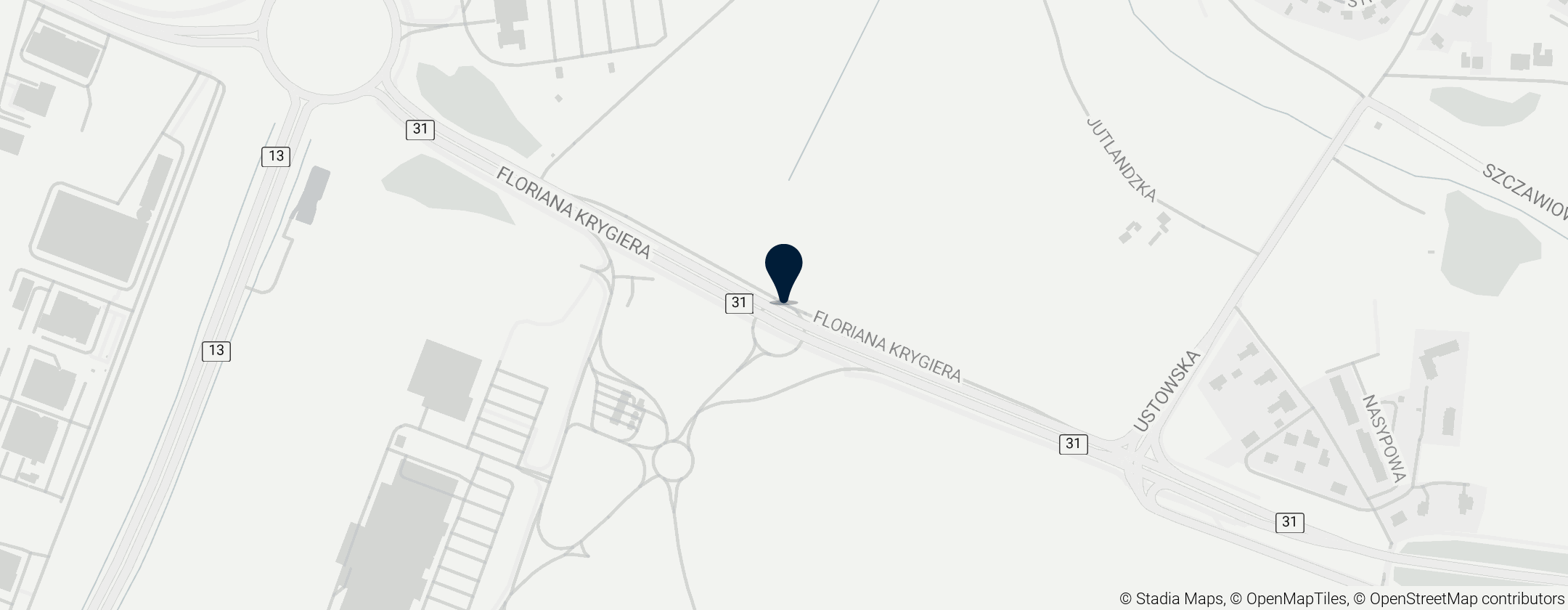 Map of Ulica Floriana Krygiera w Szczecinie