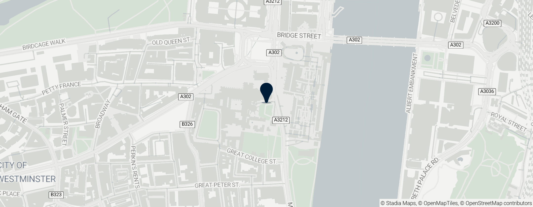 Map of Palace of Westminster and Westminster Abbey including Saint Margaret’s Church WHS