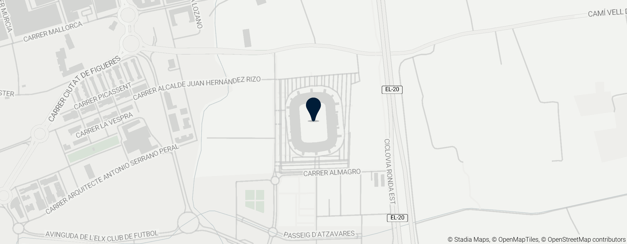 Map of Estadio Martínez Valero