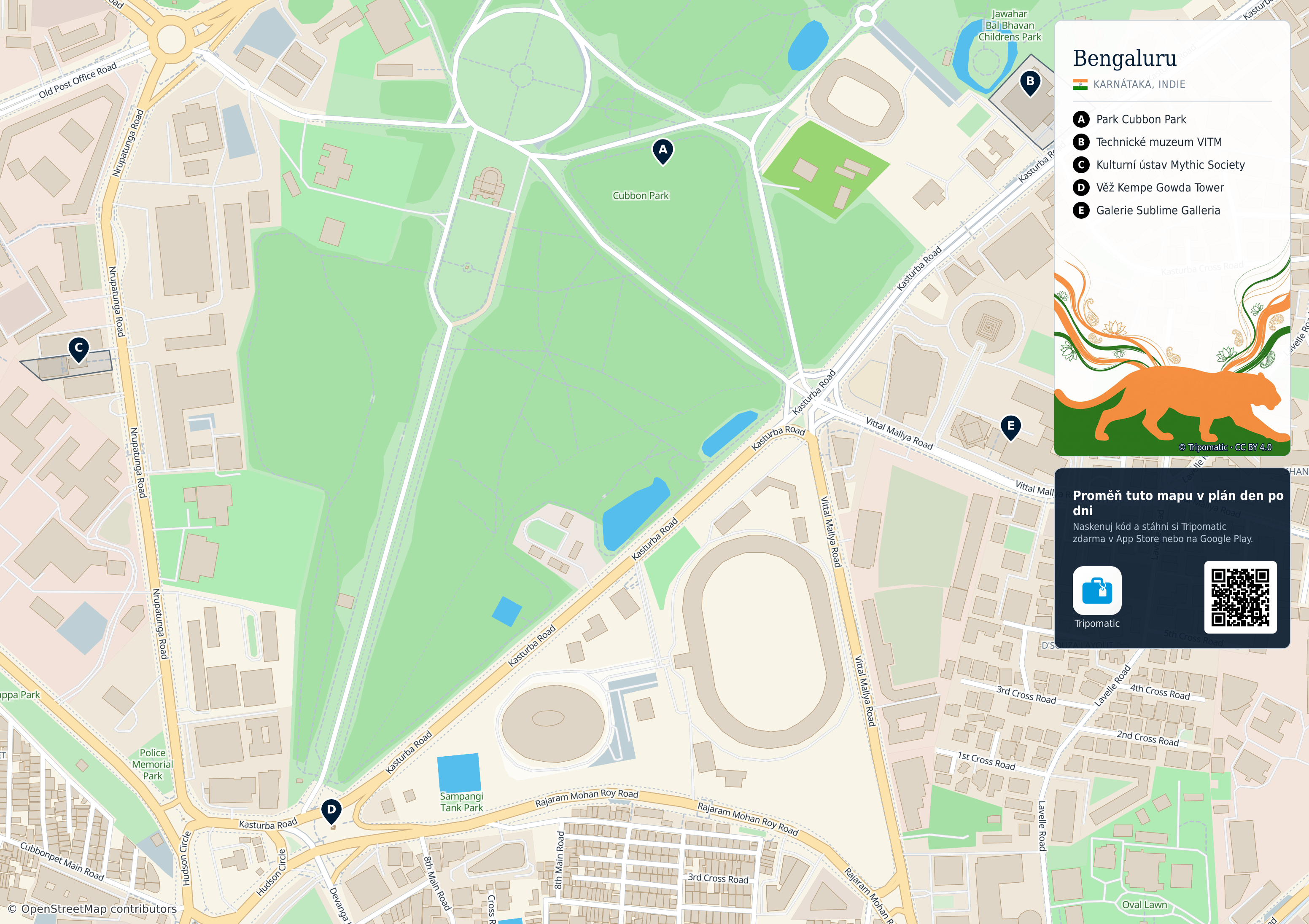 Bengaluru – Turistická mapa k vytisknutí