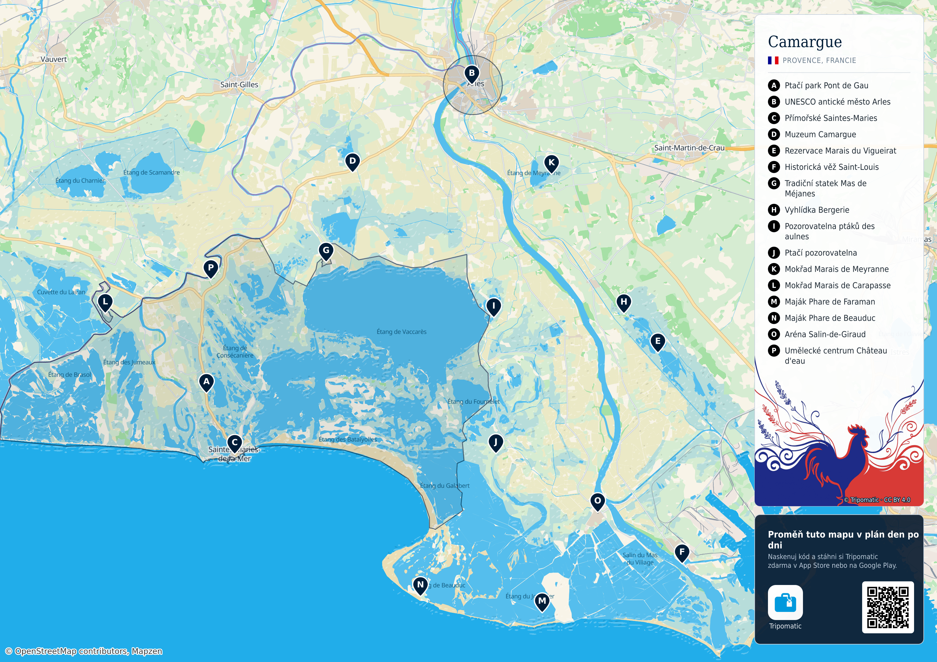 Kamaqrgia – turistická mapa k vytisknutí s očíslovanými hlavními památkami