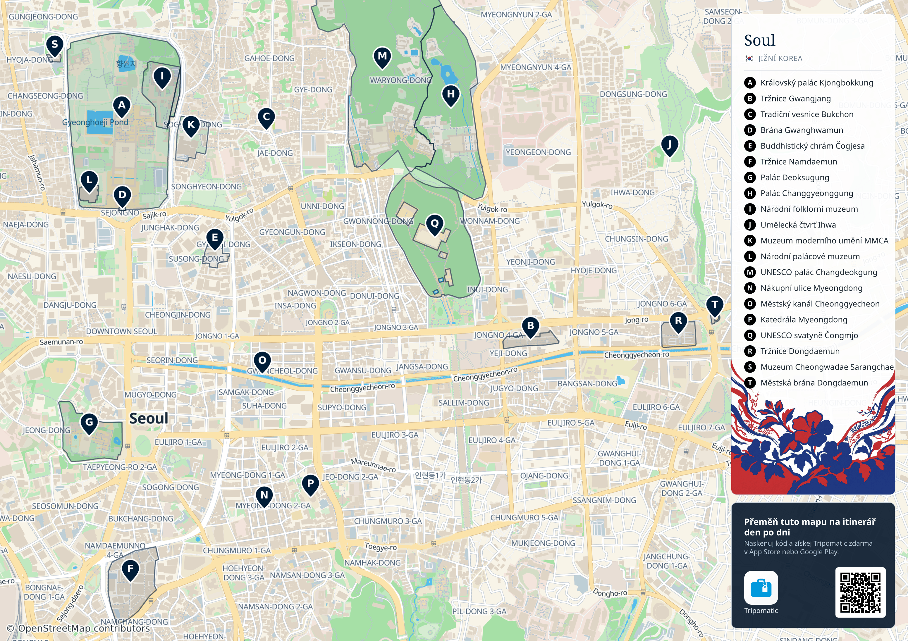 Soul – turistická mapa k vytisknutí s očíslovanými hlavními památkami