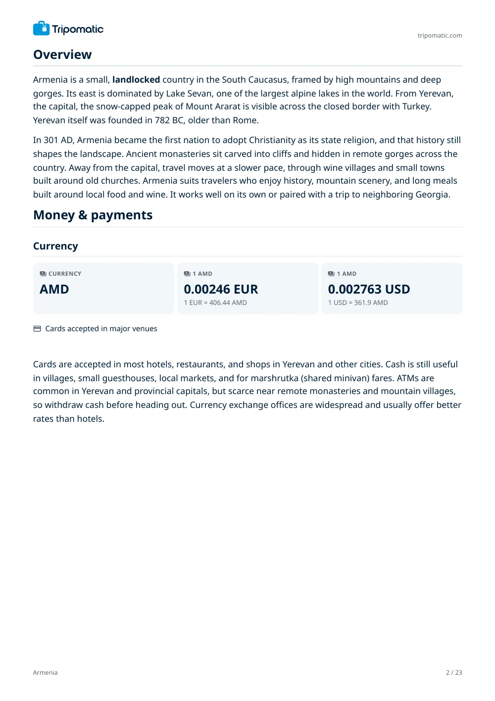 Armenia travel guide, page 2