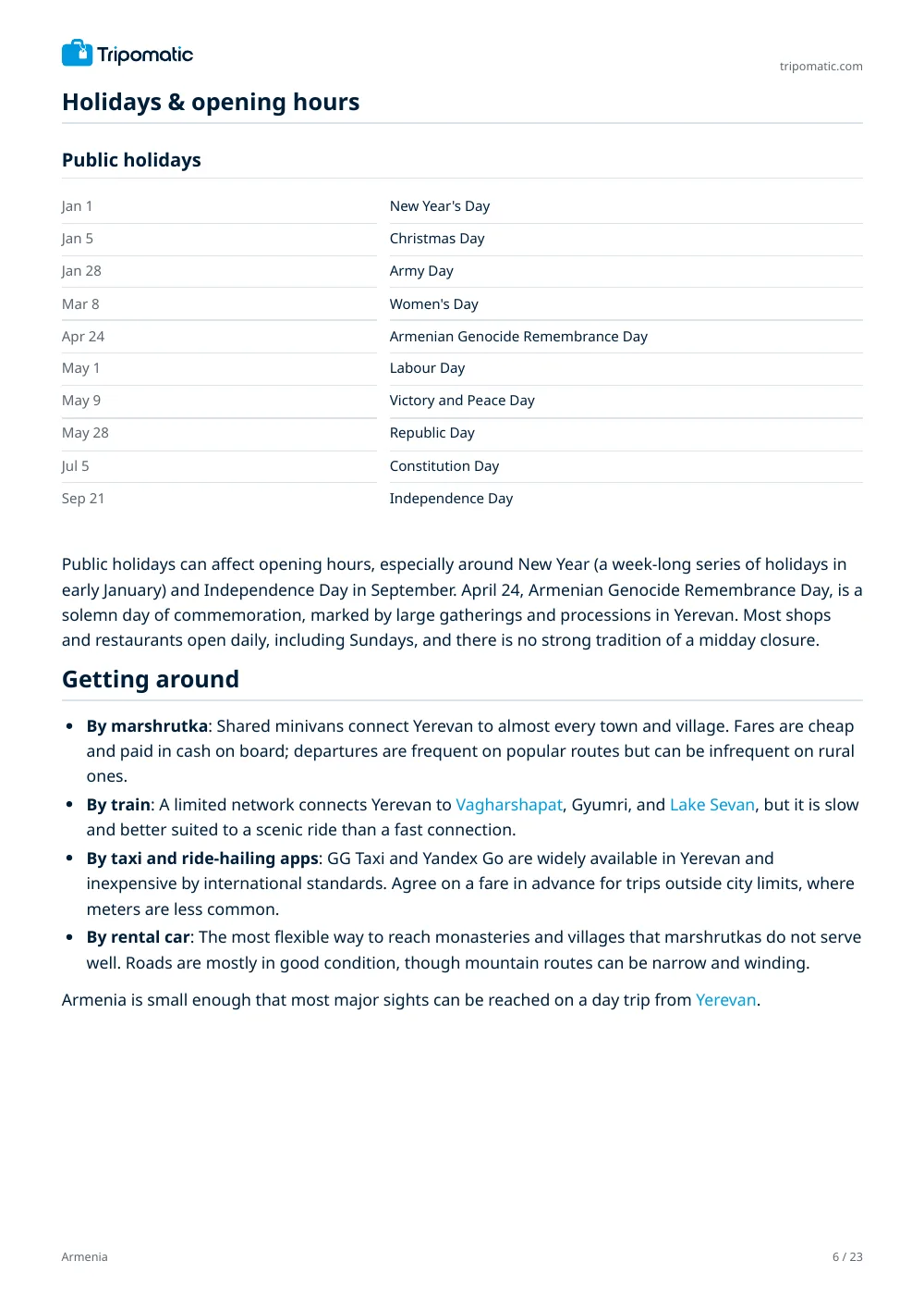 Armenia travel guide, page 6