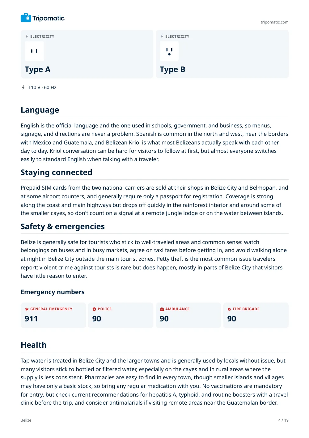Belize travel guide, page 4