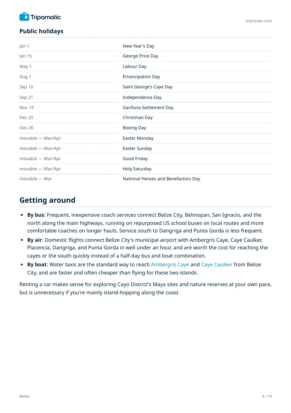 Belize travel guide, page 6