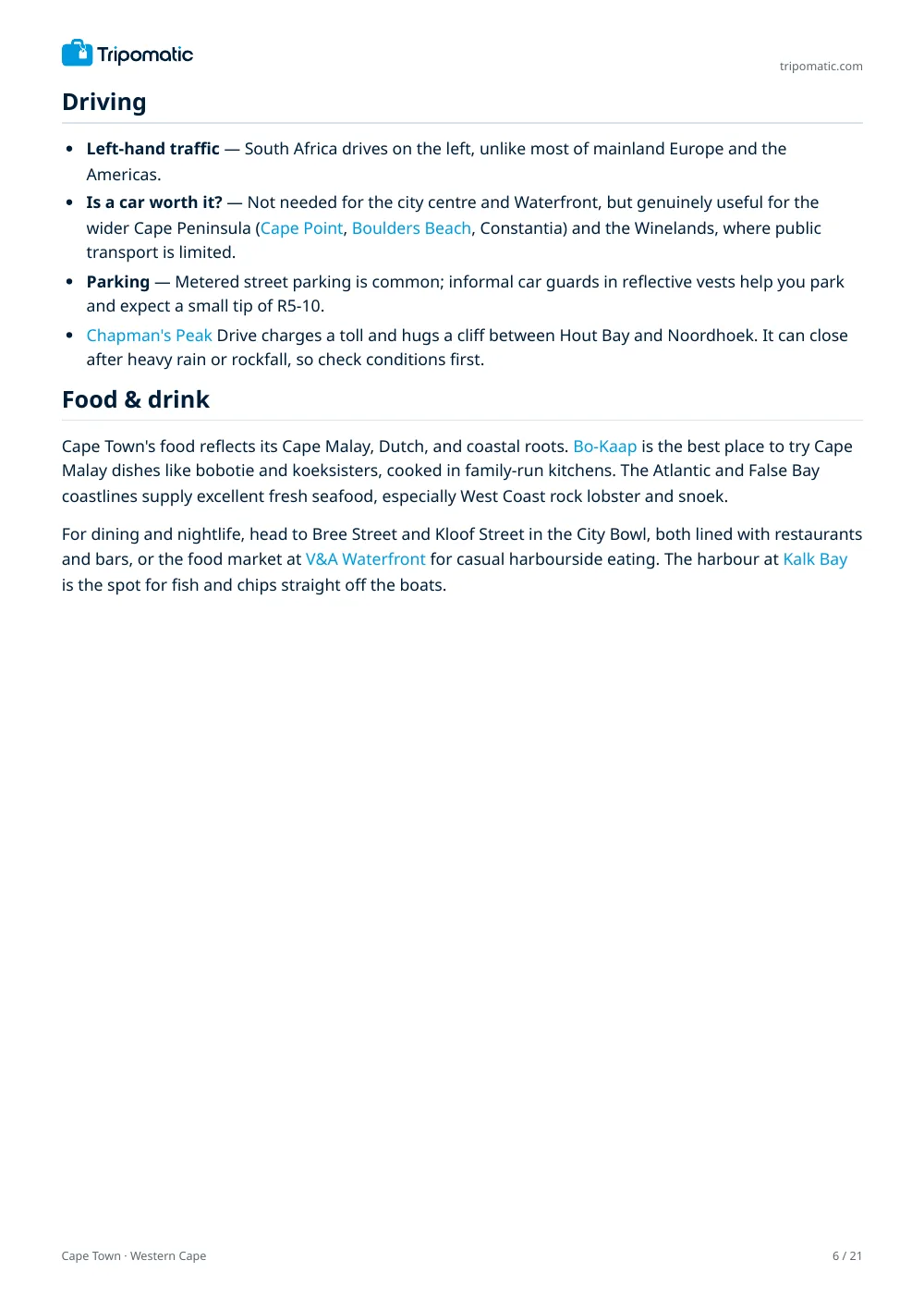 Cape Town travel guide, page 6