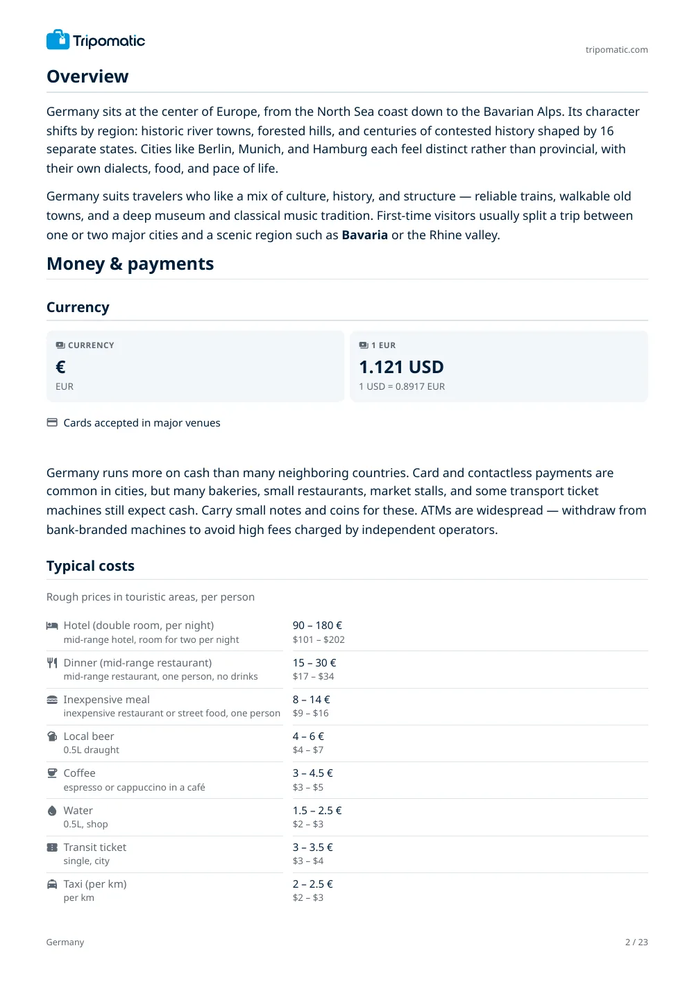 Germany travel guide, page 2