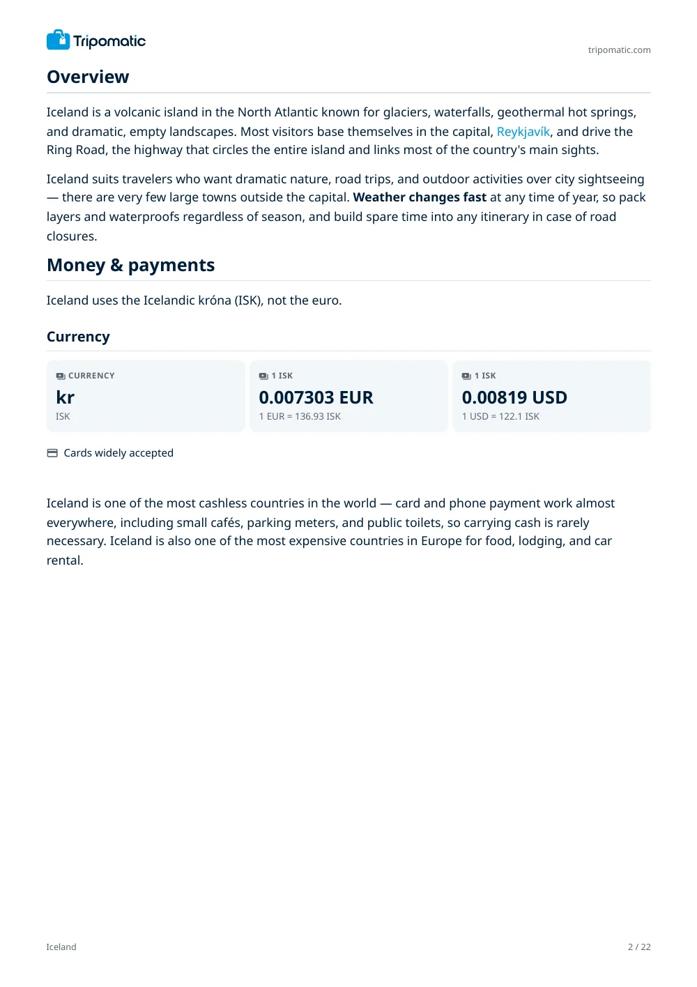 Iceland travel guide, page 2
