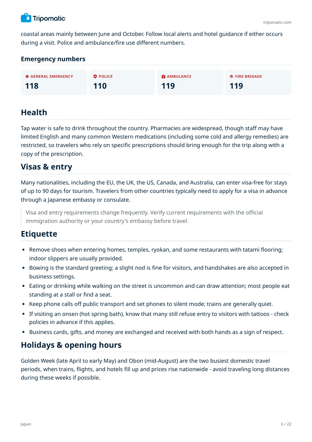 Japan travel guide, page 6