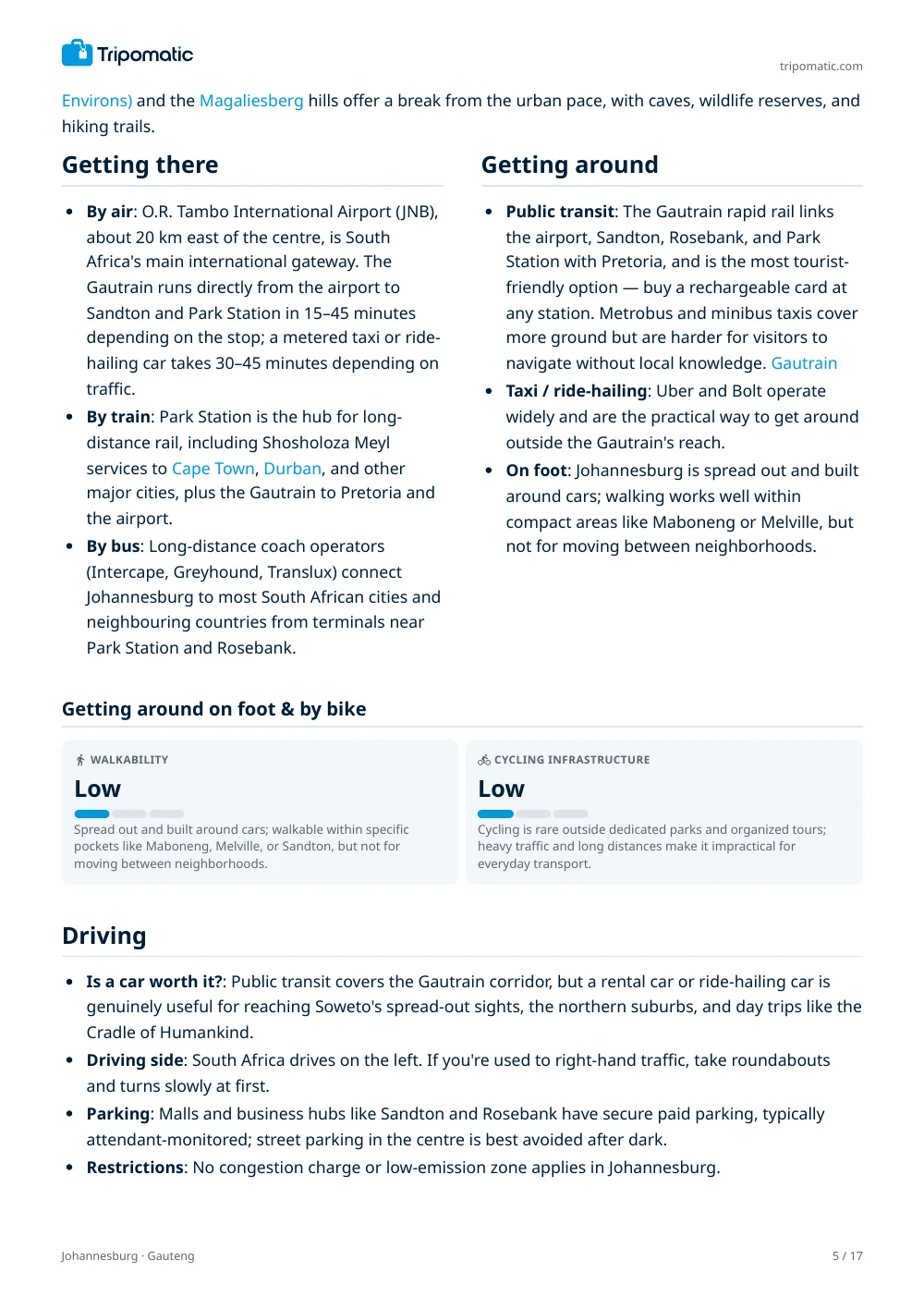Johannesburg travel guide, page 5