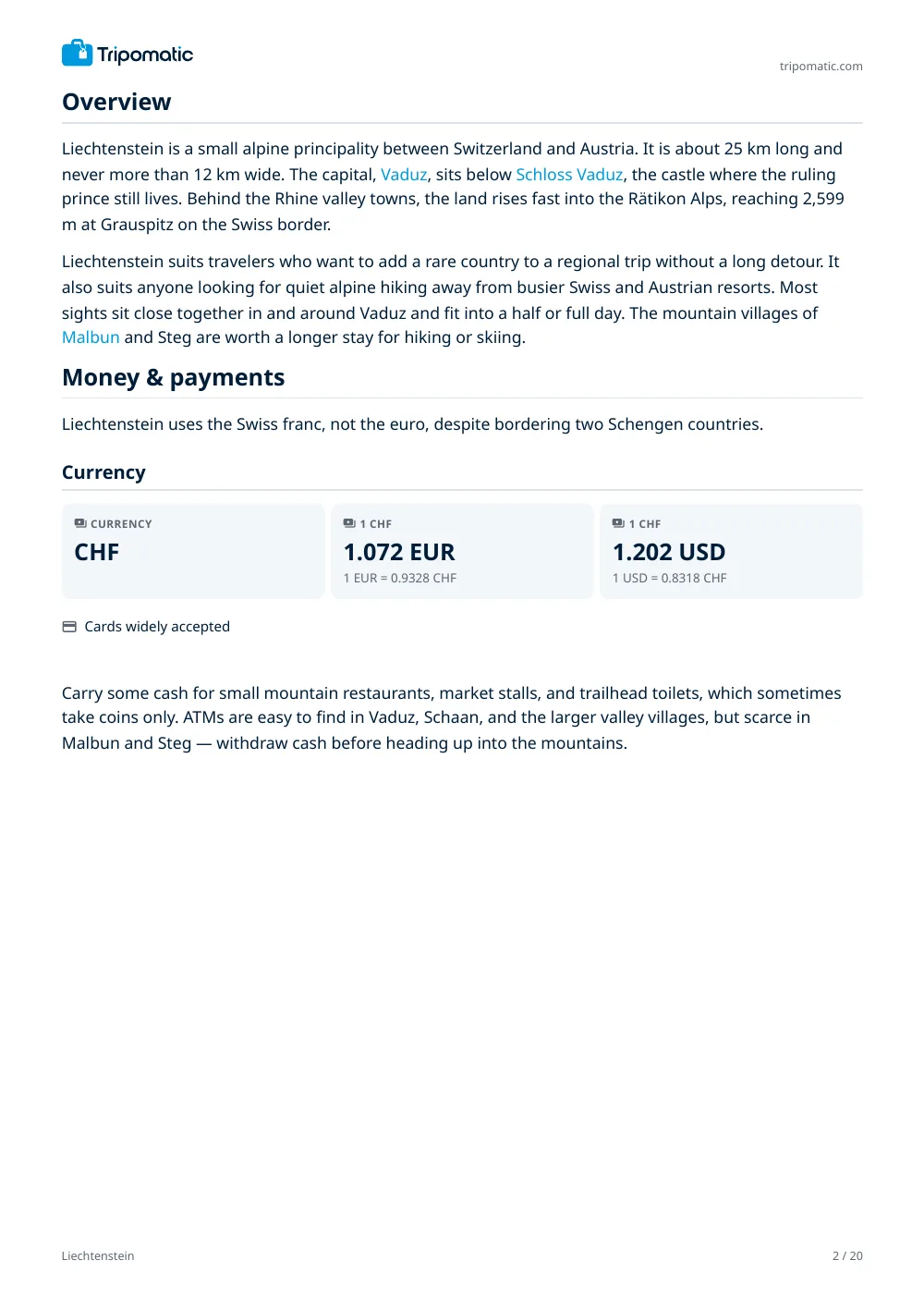 Liechtenstein travel guide, page 2