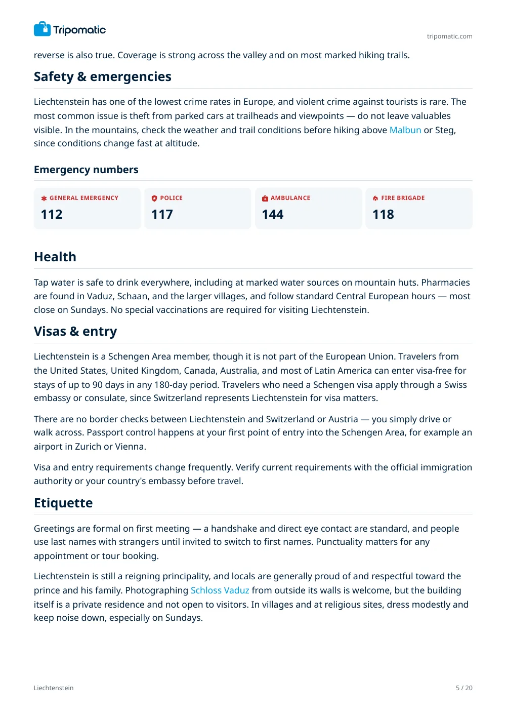 Liechtenstein travel guide, page 5