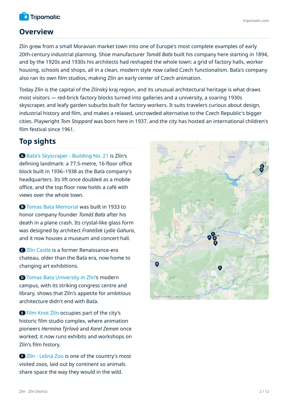 Zlin travel guide, page 2