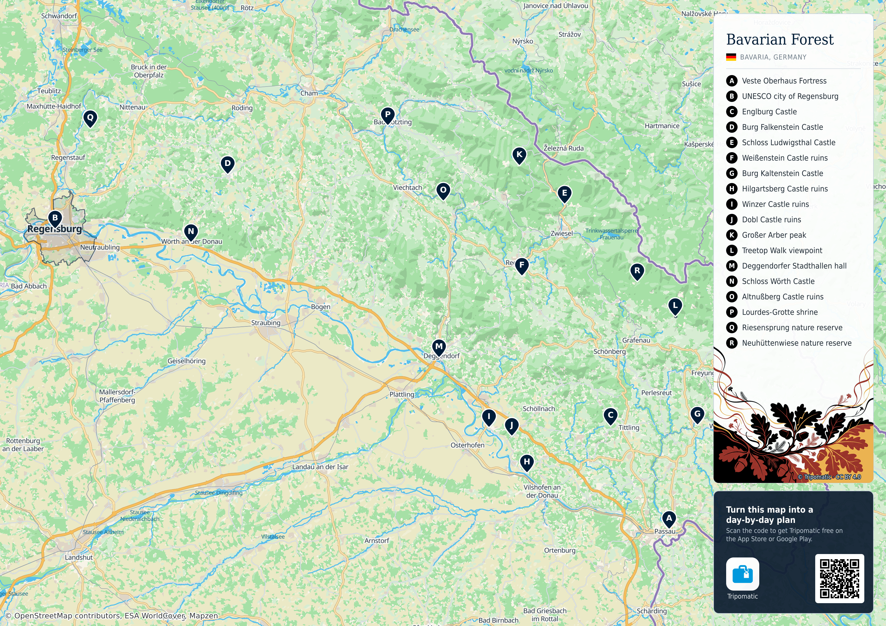 Bavarian Forest - Printable Tourist Map