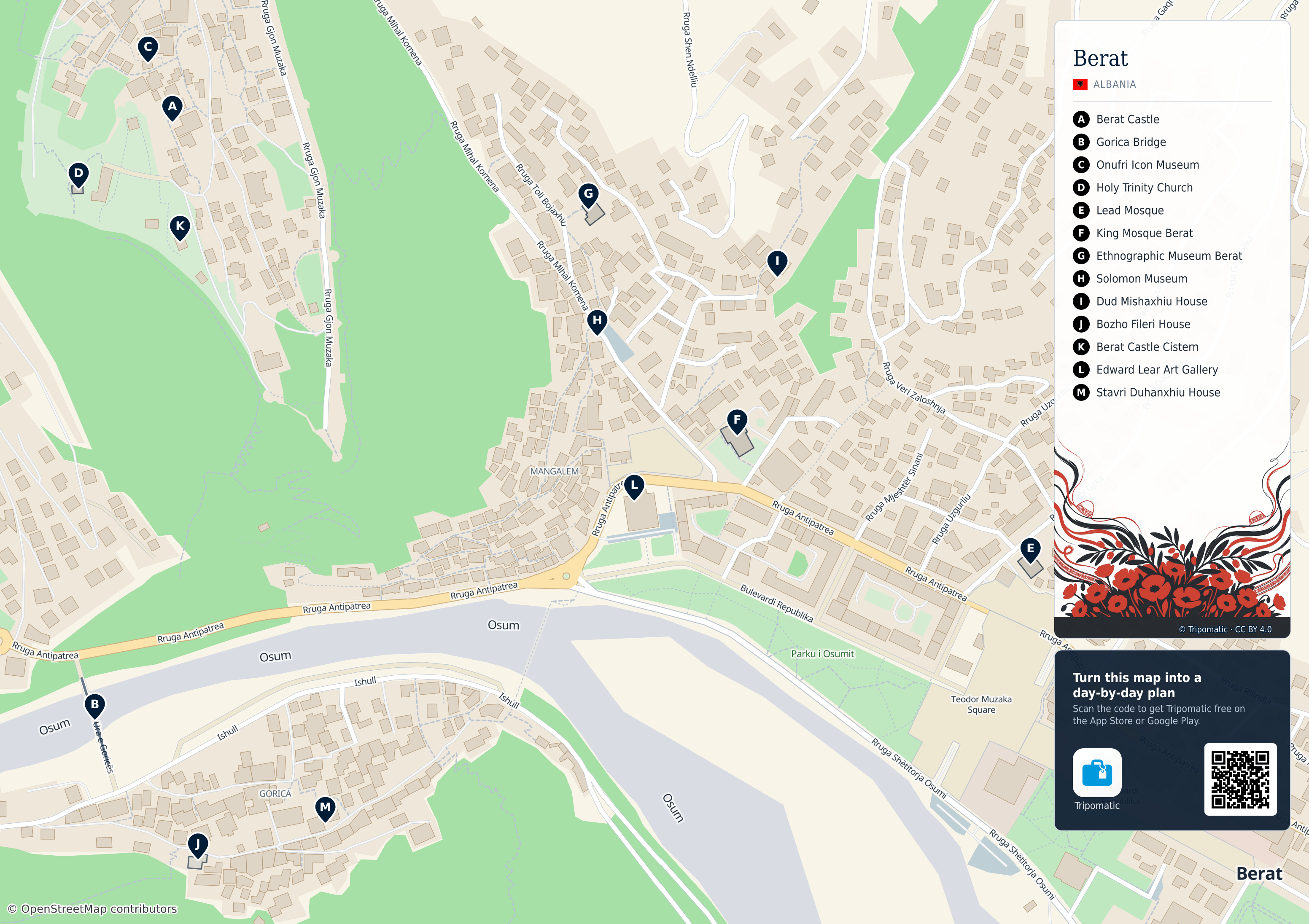 Berat - Printable Tourist Map