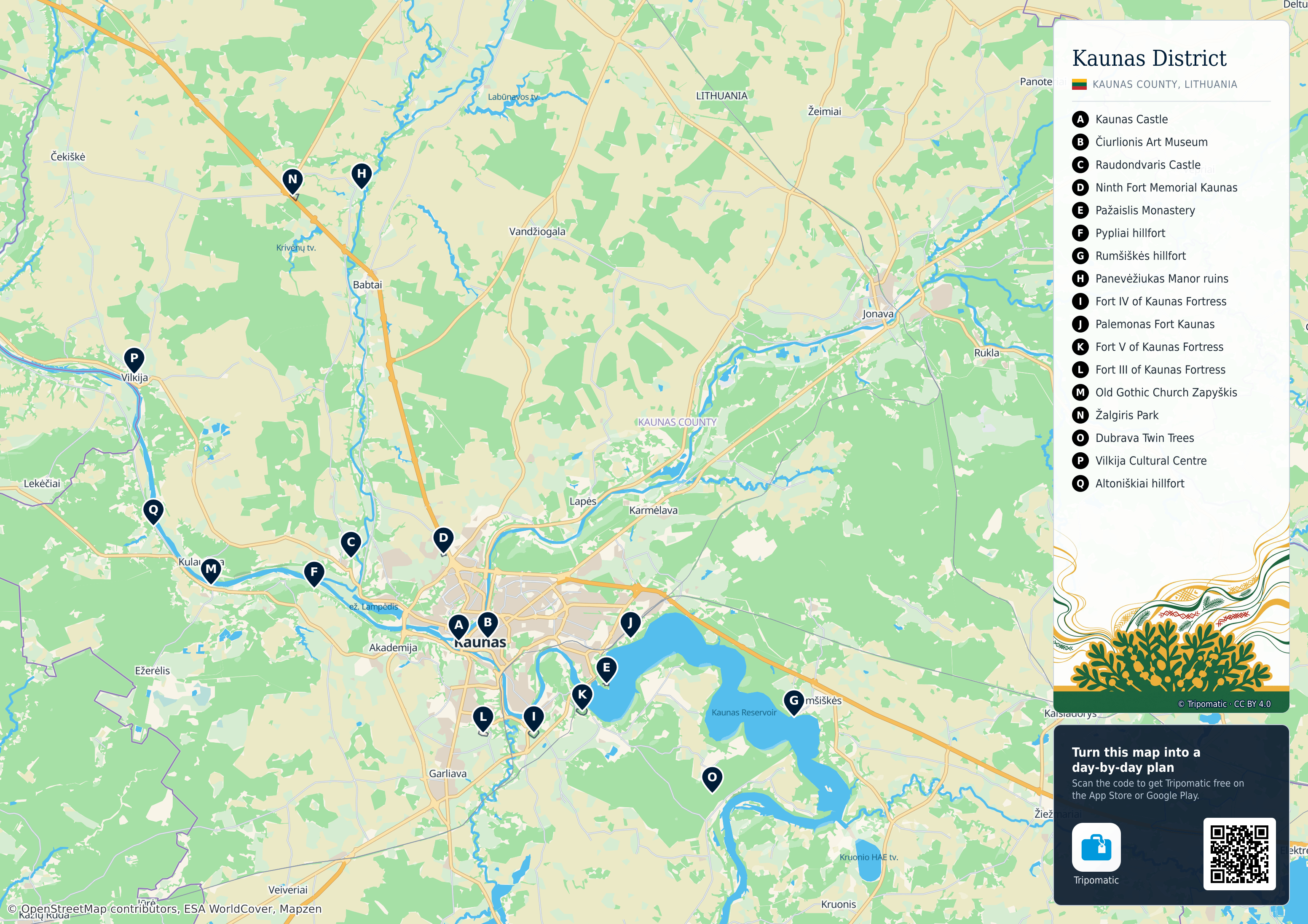 Kaunas District - Printable Tourist Map