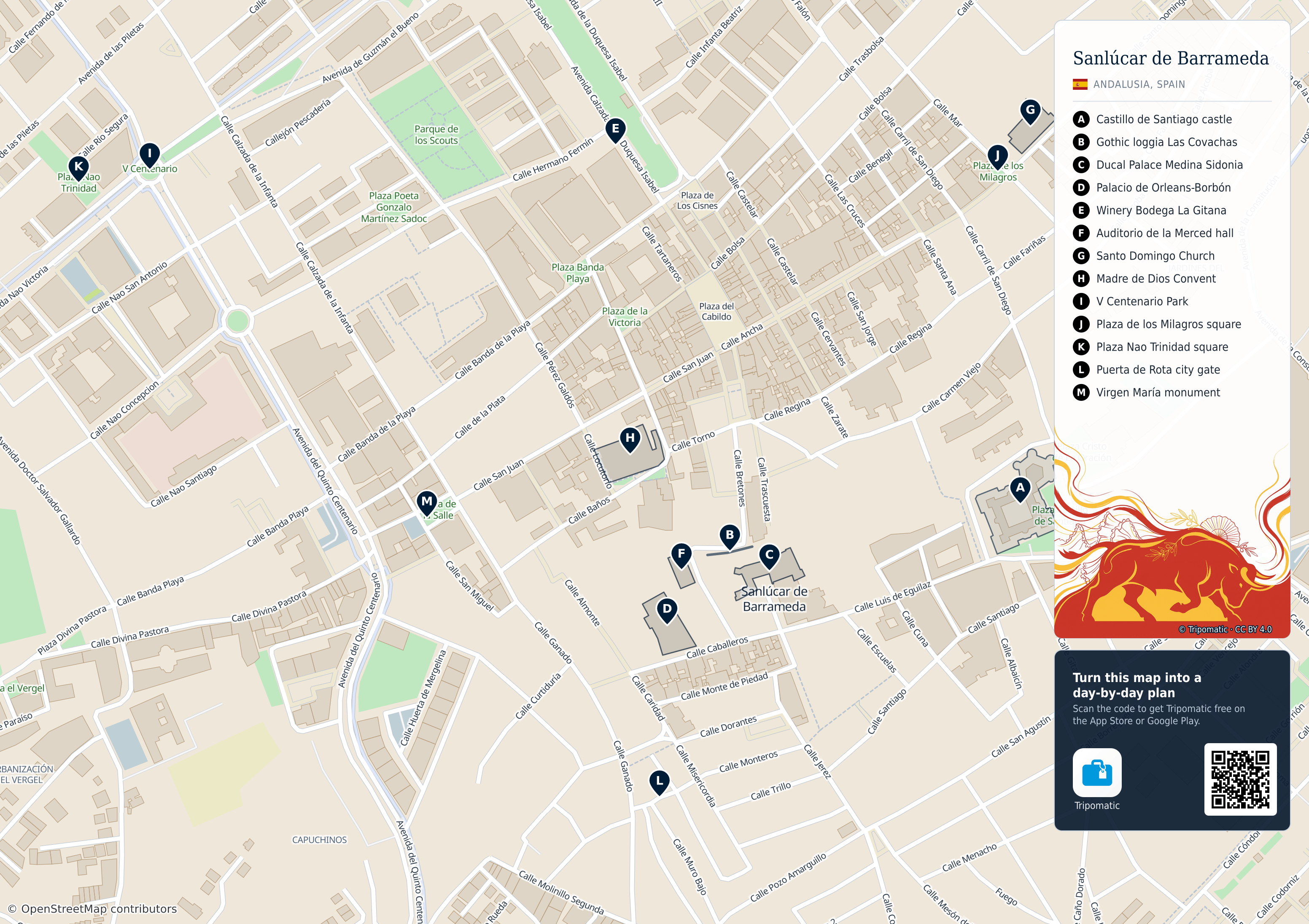 Sanlúcar de Barrameda – printable tourist map with numbered top attractions
