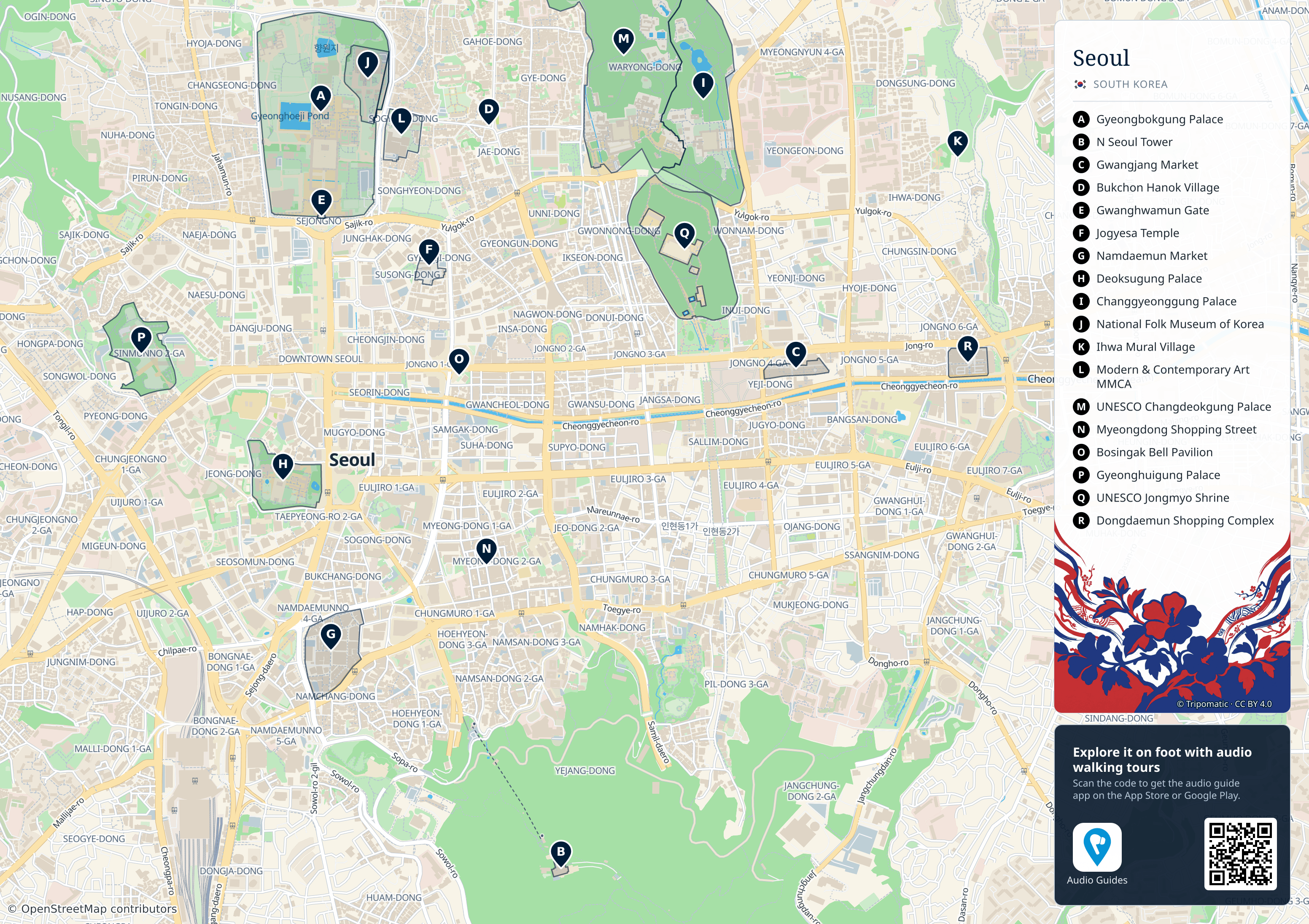 Seoul – printable tourist map with numbered top attractions