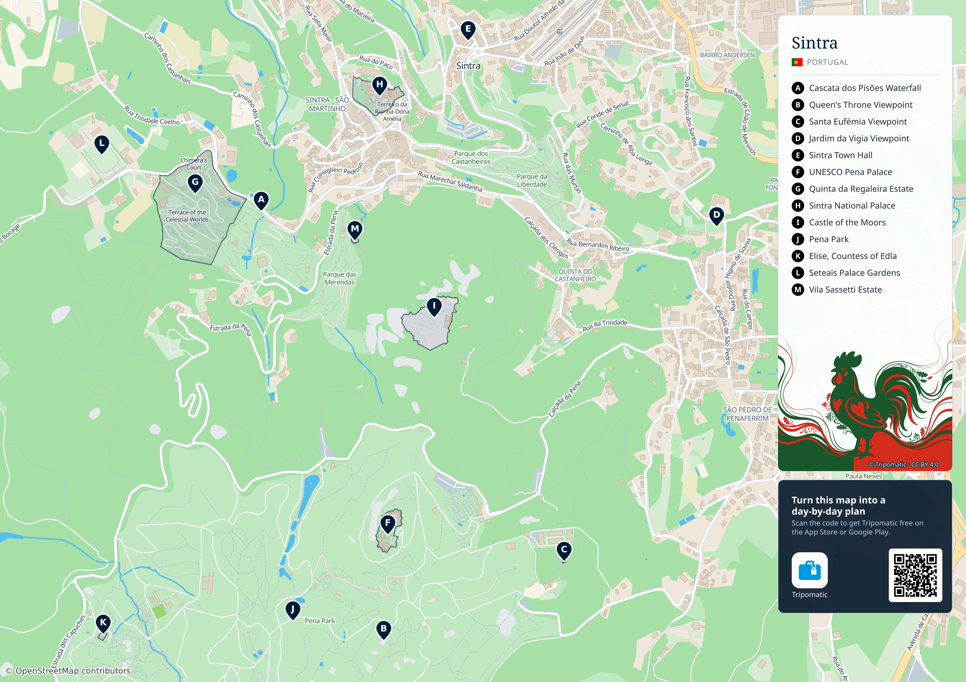 Sintra – printable tourist map with numbered top attractions