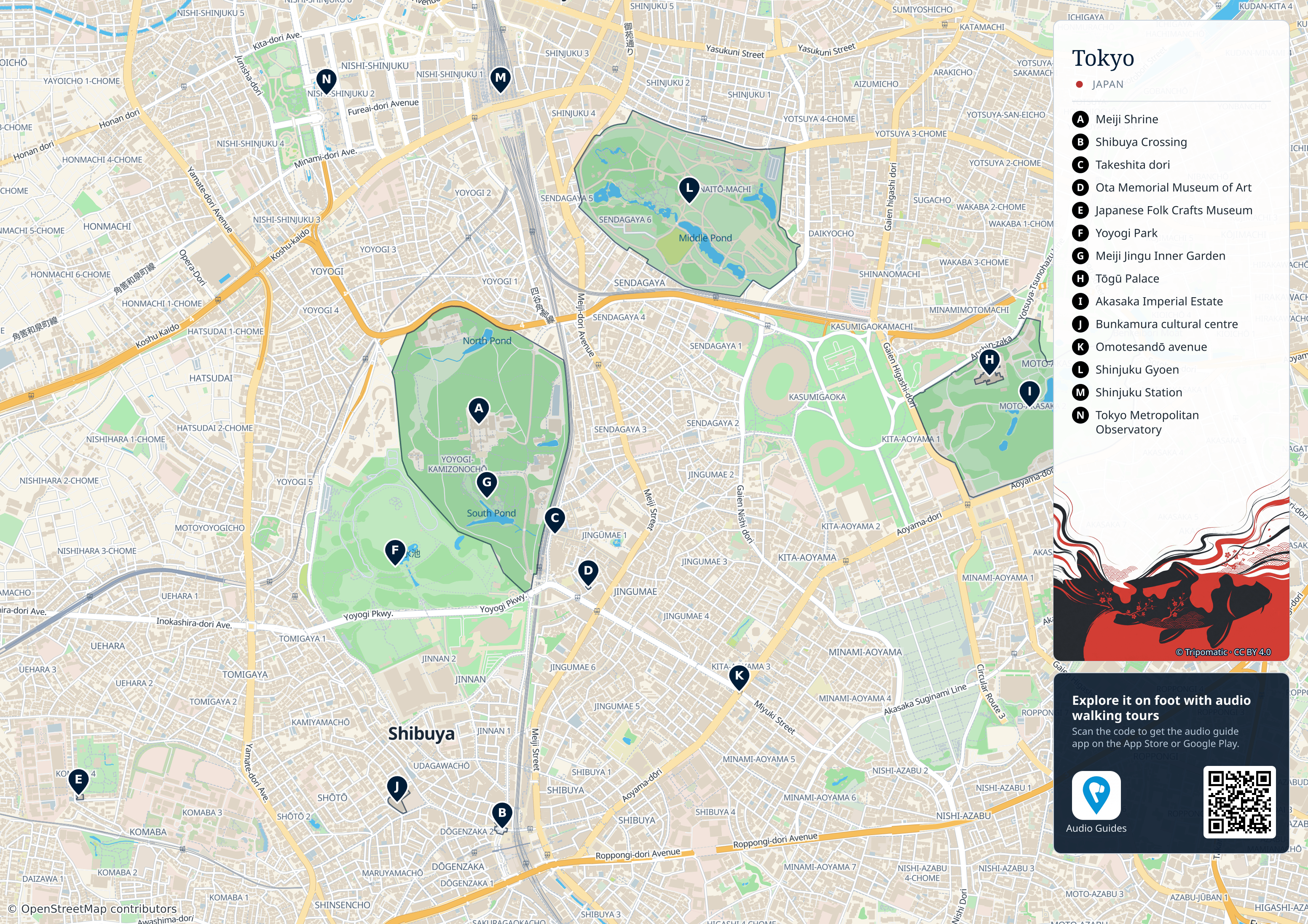 Tokyo – printable tourist map with numbered top attractions