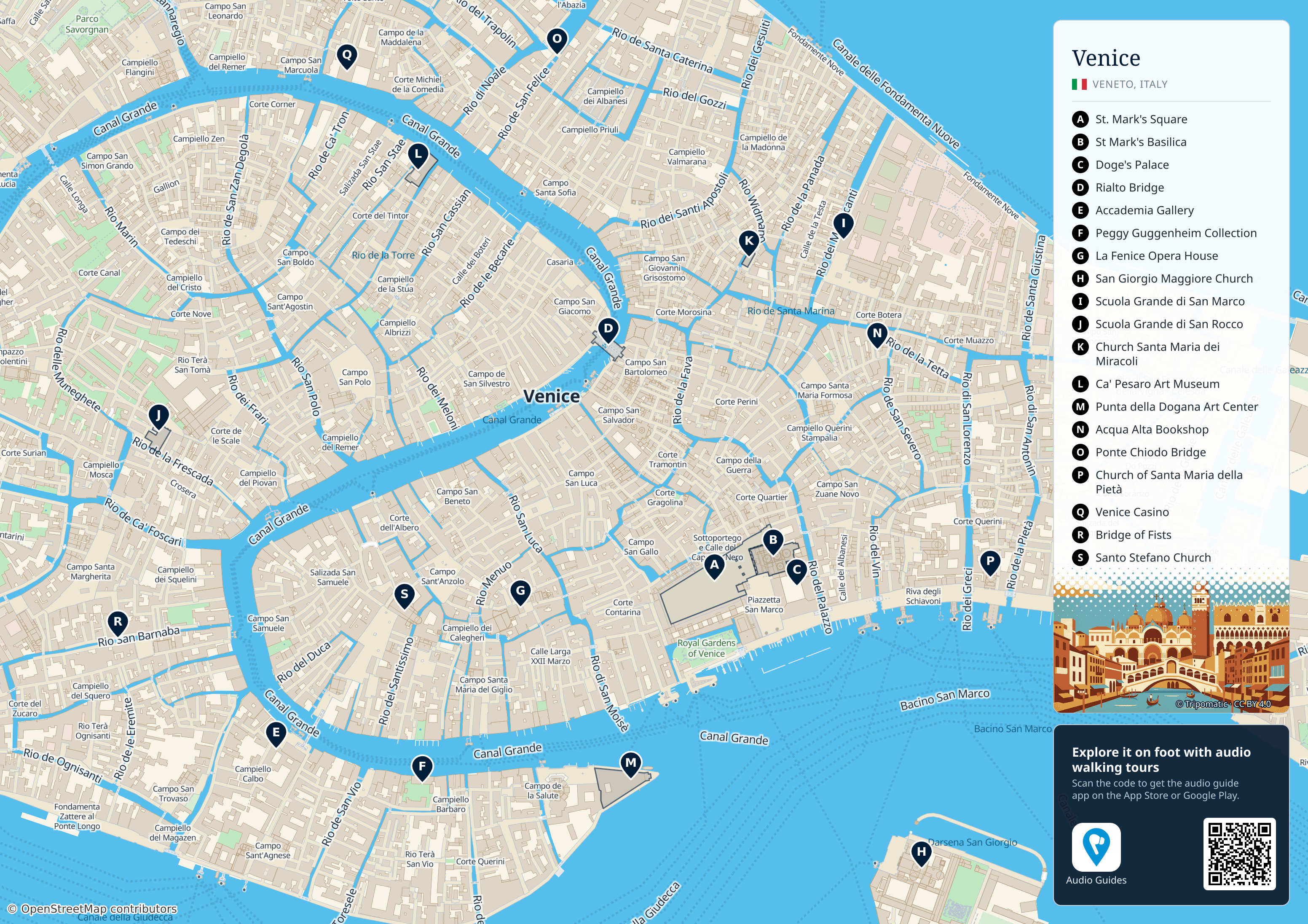 Venice – printable tourist map with numbered top attractions
