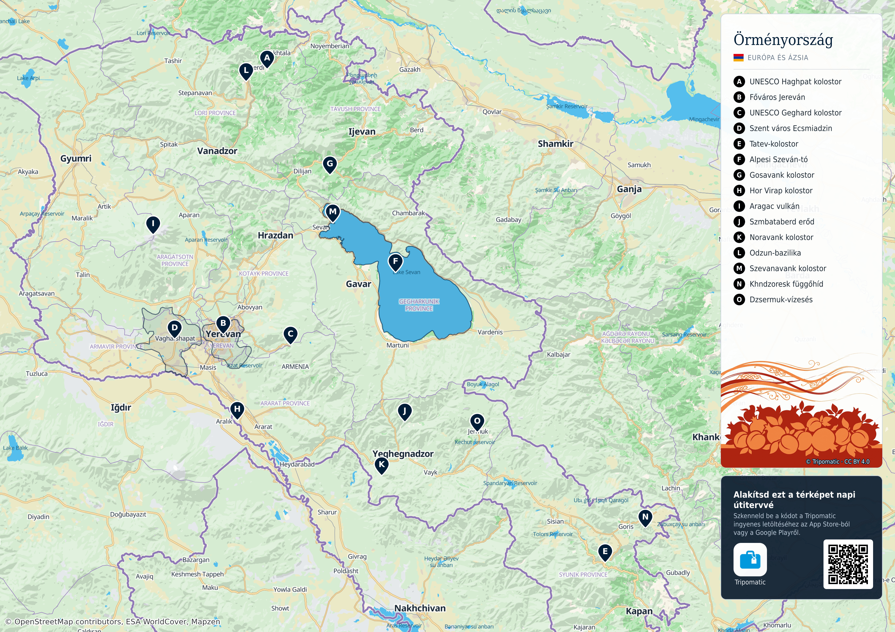 Tatter Map Örményország – Nyomtatható turistatérkép