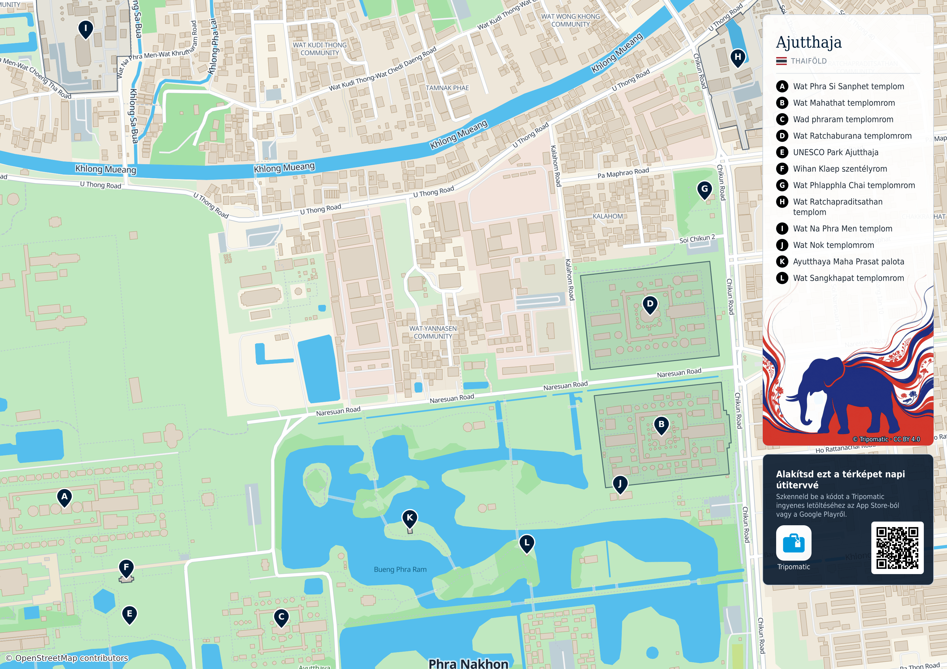 Tatter Map Ajutthaja – Nyomtatható turistatérkép