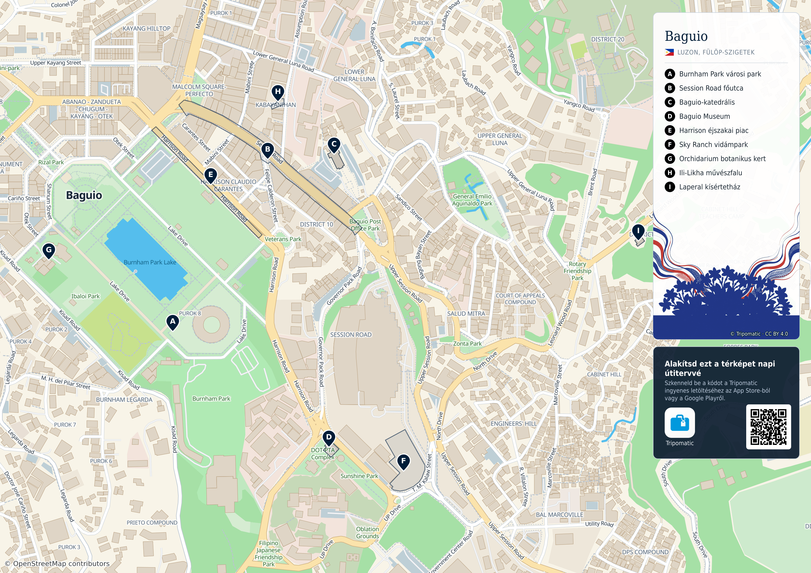 Tatter Map Baguio – Nyomtatható turistatérkép