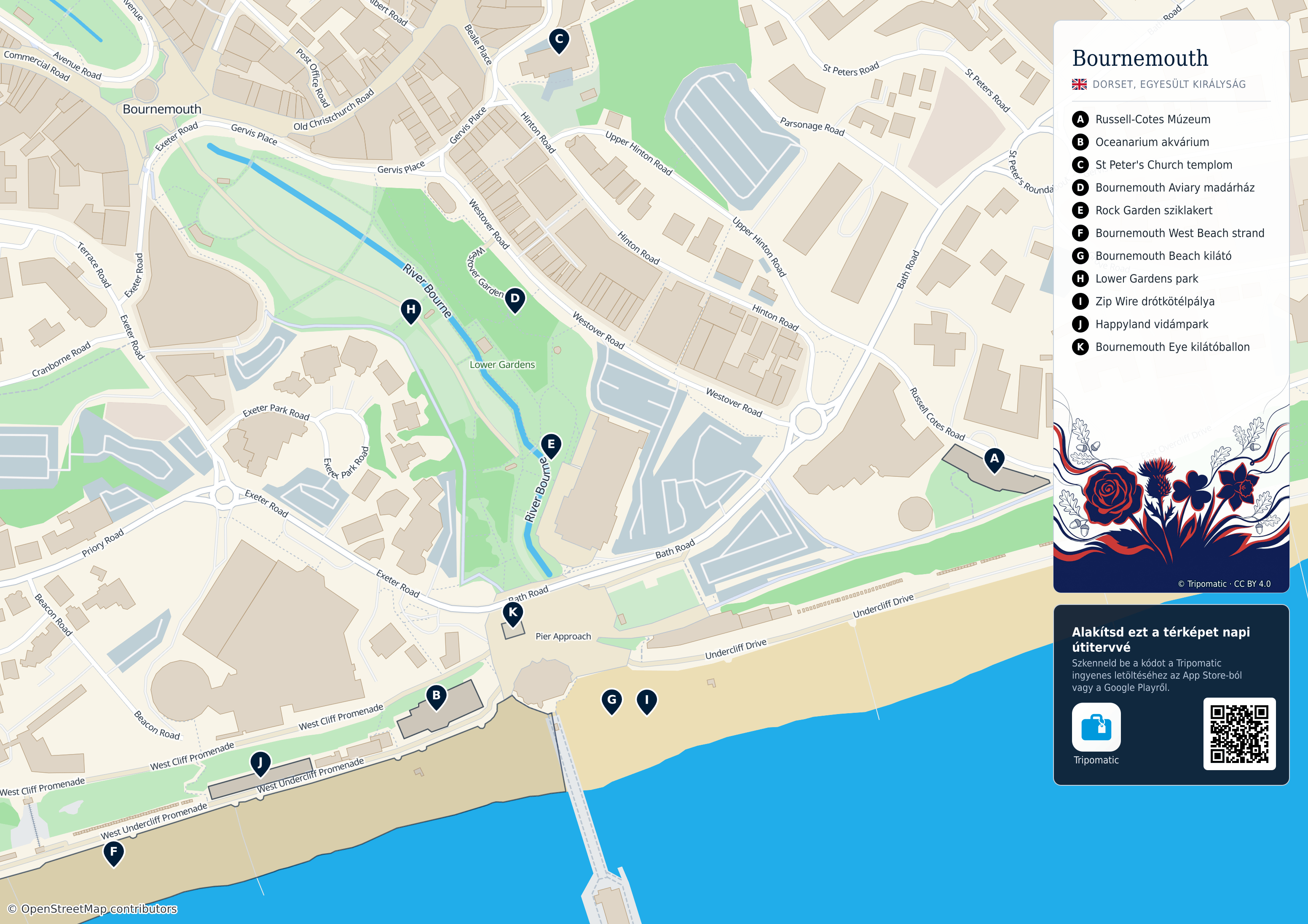 Tatter Map Bournemouth – Nyomtatható turistatérkép