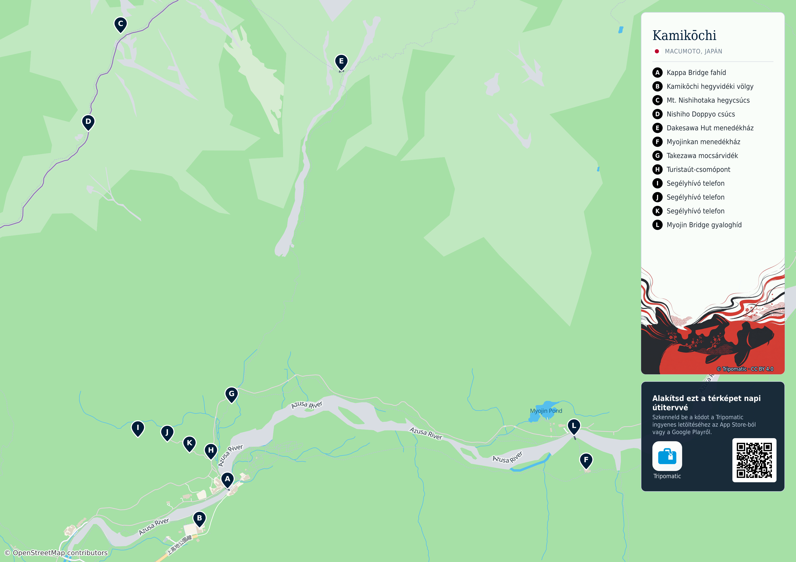 Tatter Map Kamikōchi – Nyomtatható turistatérkép