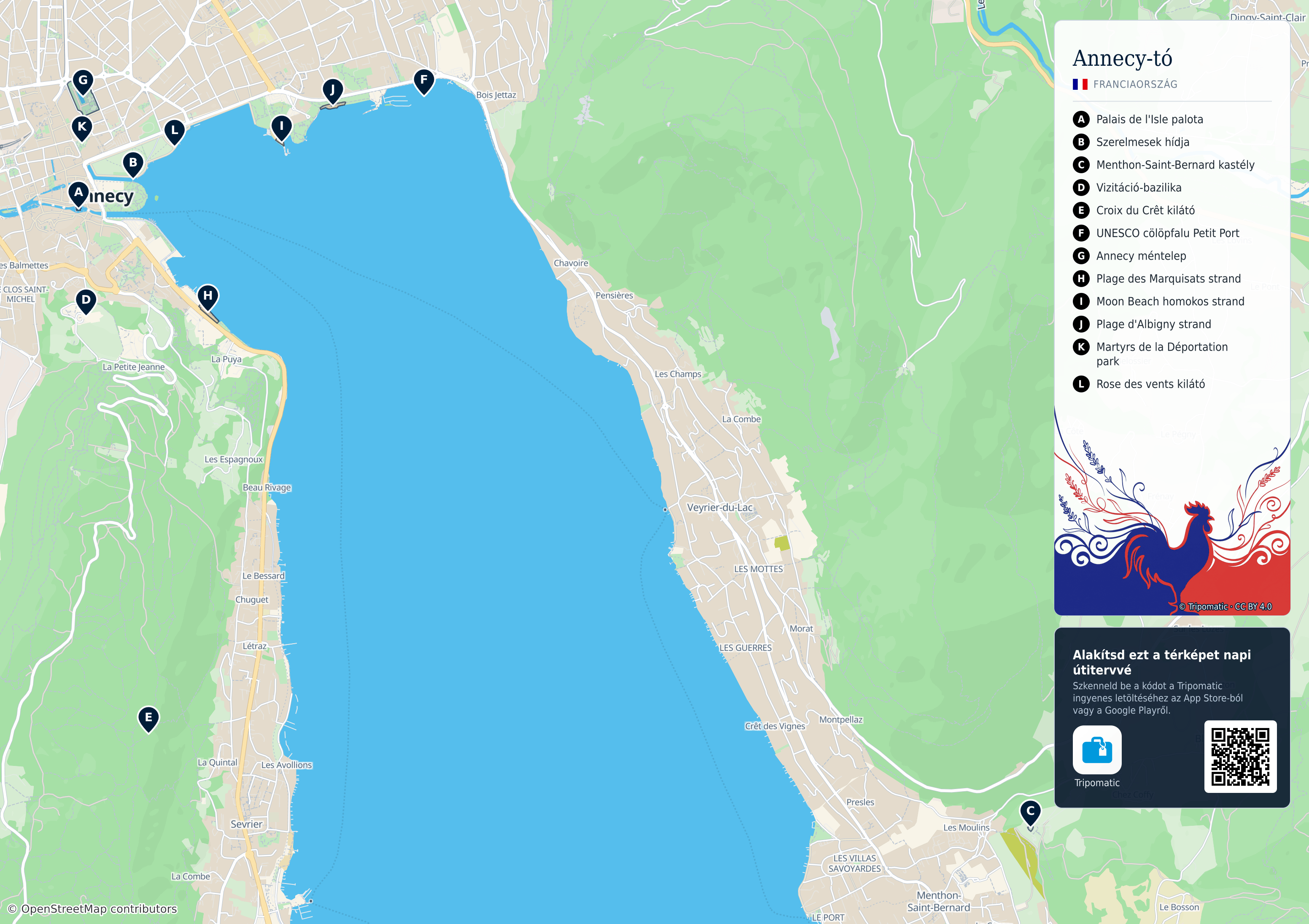Tatter Map Annecy-tó – Nyomtatható turistatérkép