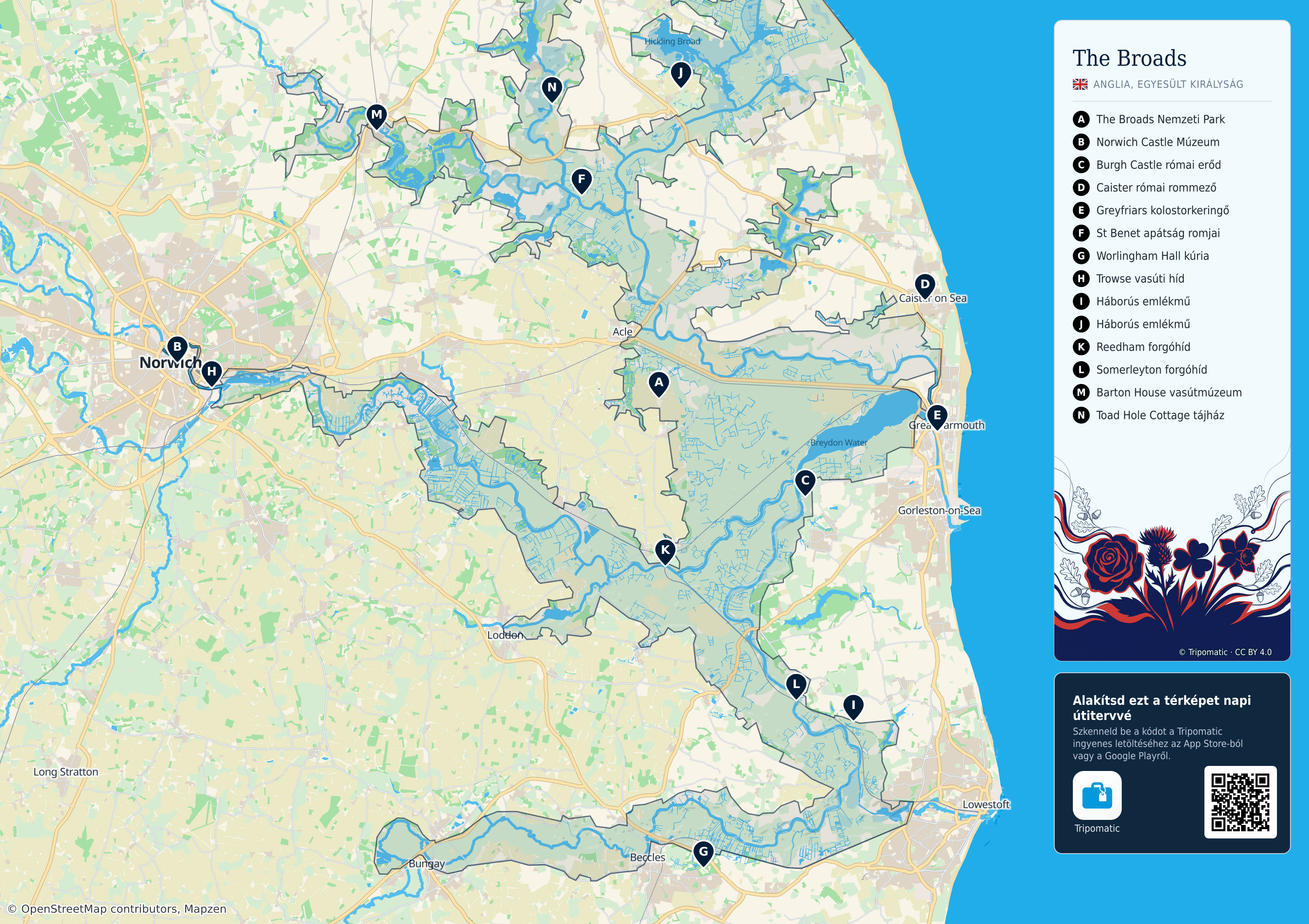 Tatter Map The Broads – Nyomtatható turistatérkép