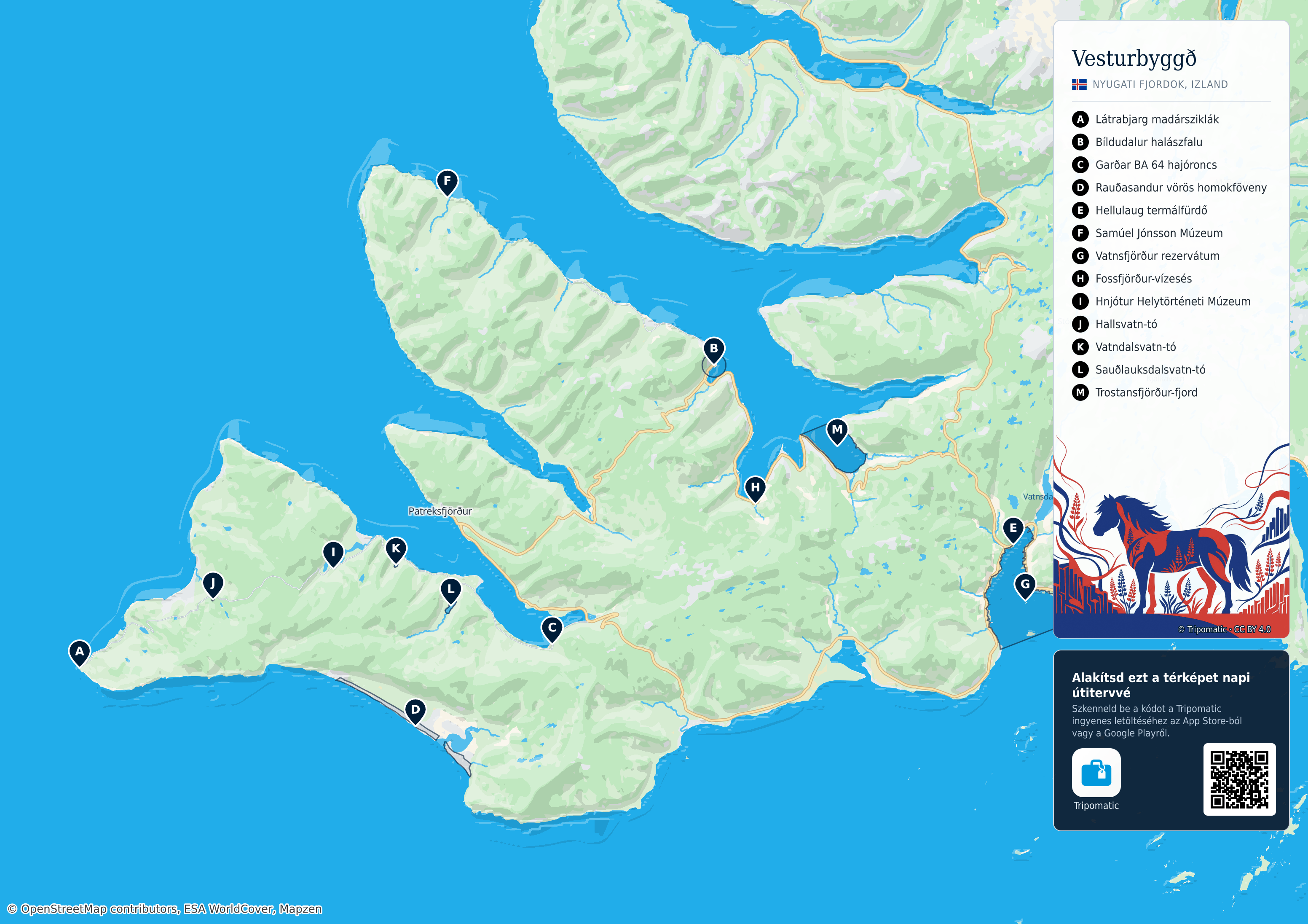 Tatter Map Vesturbyggð – Nyomtatható turistatérkép