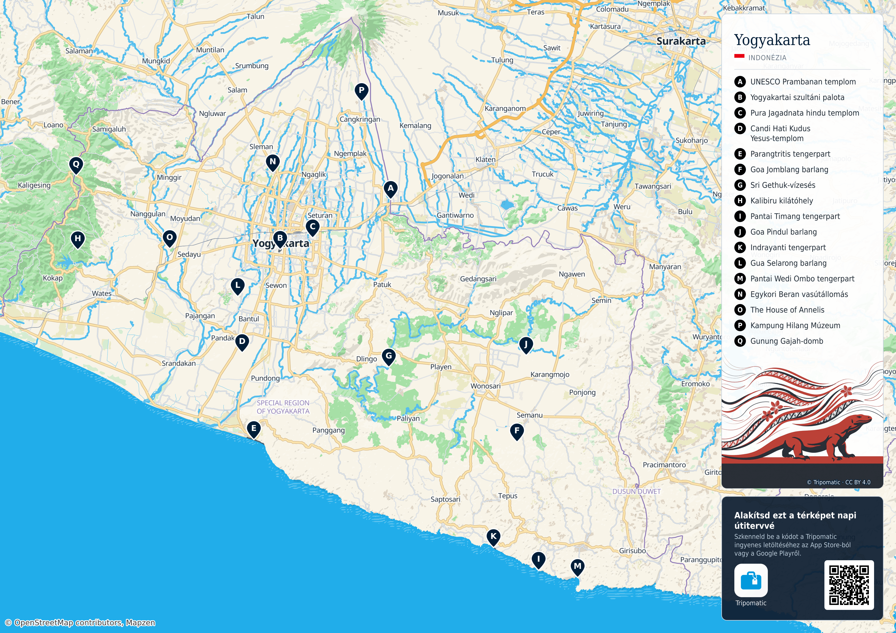 Tatter Map Yogyakarta – Nyomtatható turistatérkép