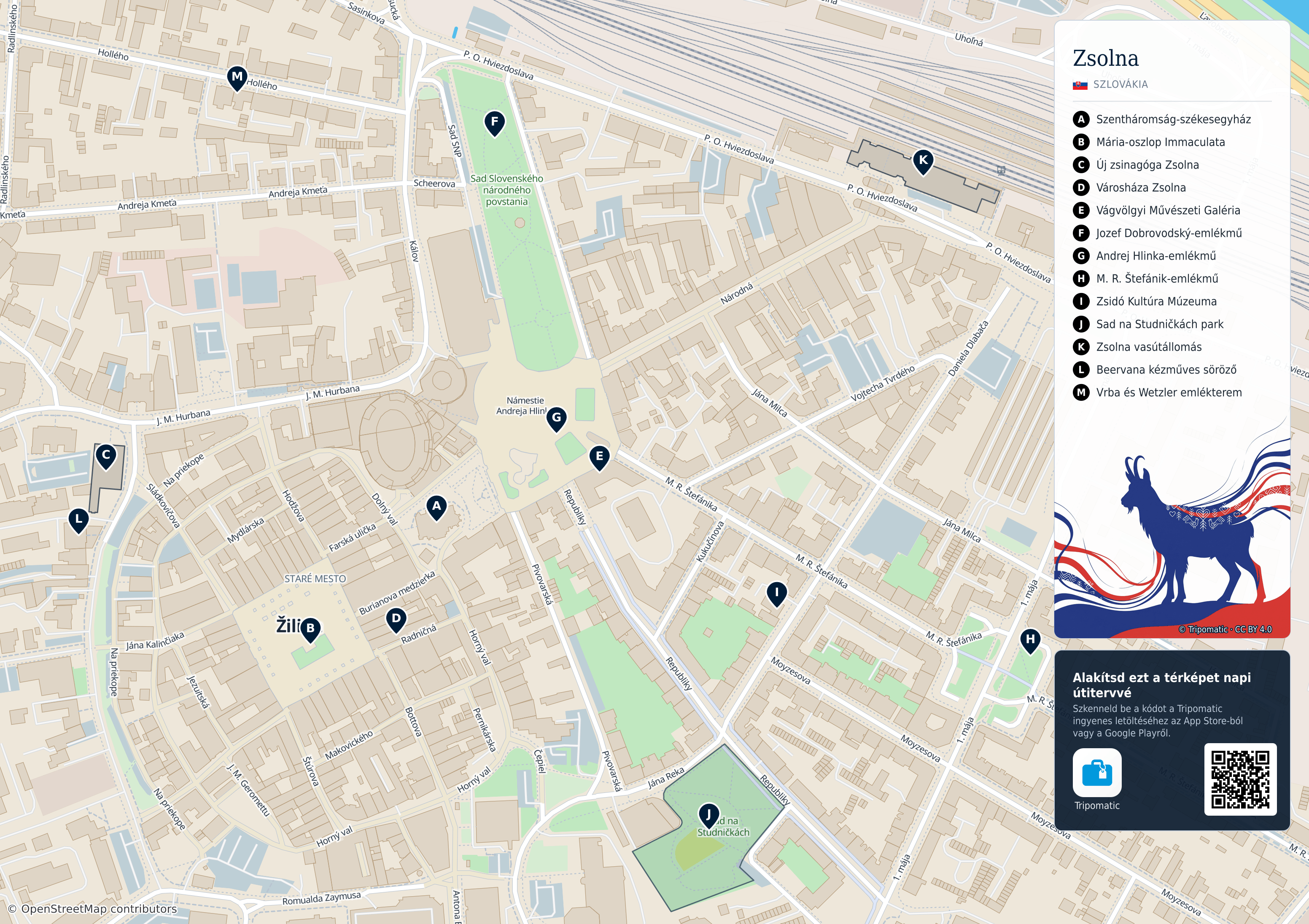 Tatter Map Zsolna – Nyomtatható turistatérkép