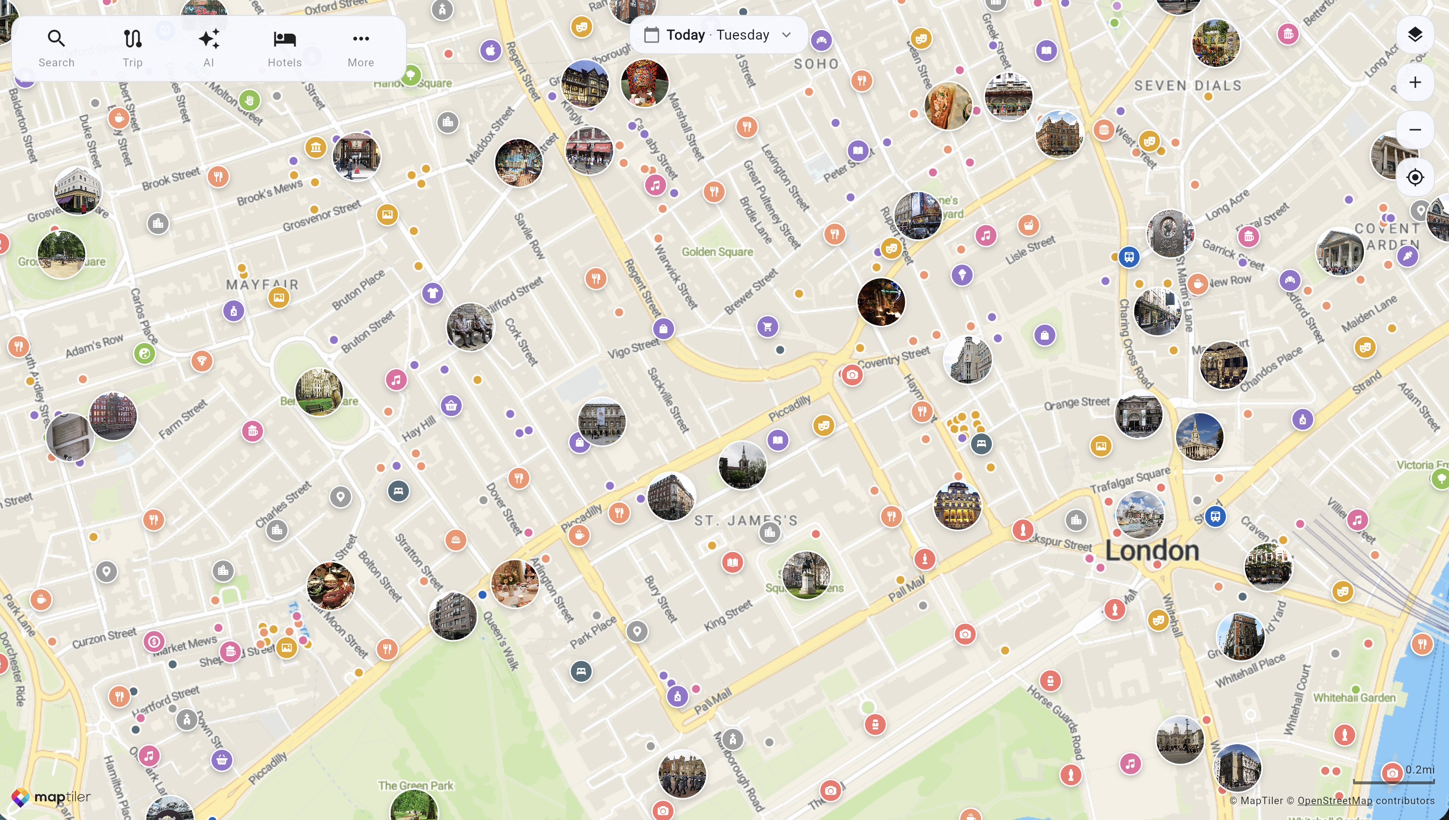 Millions of places to visit on the Tripomatic map