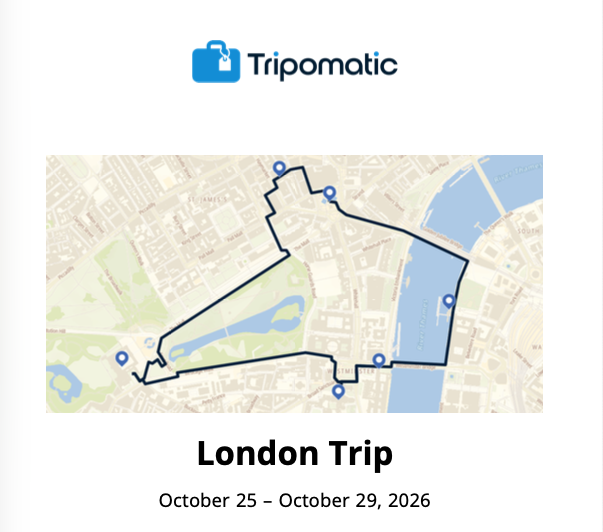 Tripomatic trip PDF export