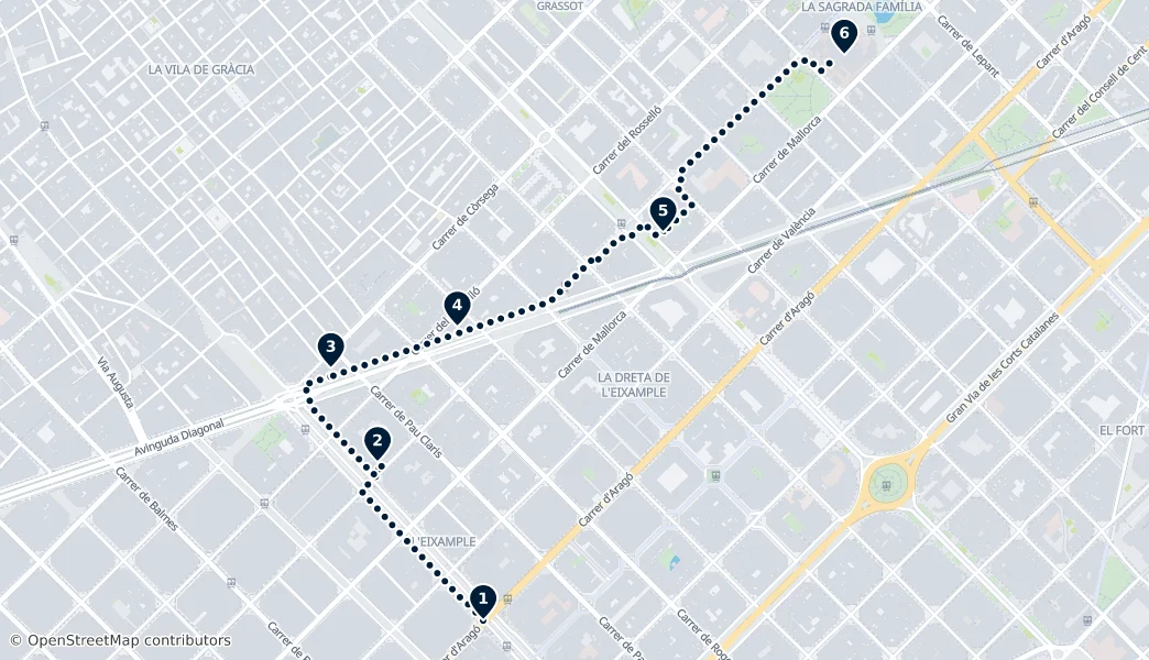 Gaudí's Barcelona: The Eixample Trail — Mapa de la ruta