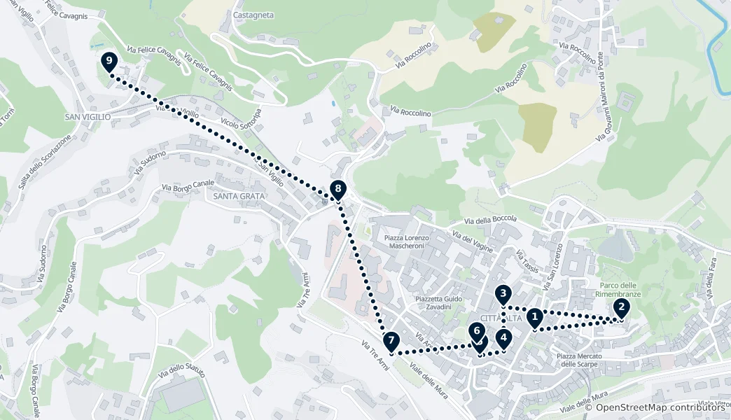 Mapa de la ruta de Bergamo Highlights