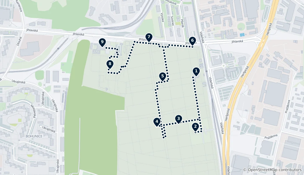 Route map of Brno Central Cemetery: Legends in Stone