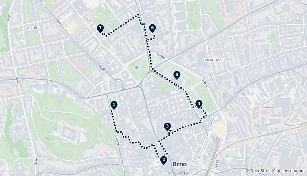 Route map of Brno on Stage