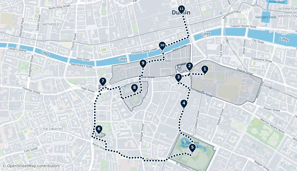 To nejlepší z Dublinu – Mapa trasy
