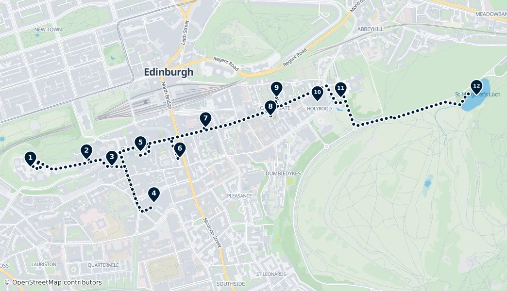 To nejlepší z Edinburghu: Royal Mile a Staré Město – Mapa trasy