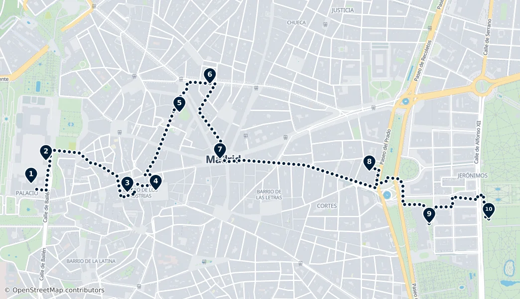 To nejlepší z Madridu – Mapa trasy