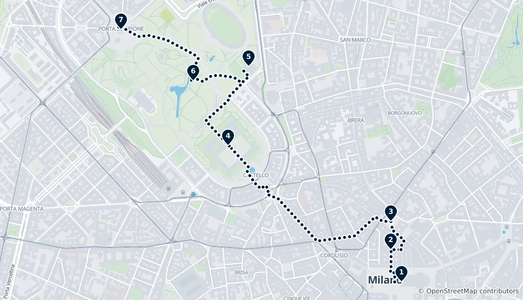 Route map of Milan with Kids