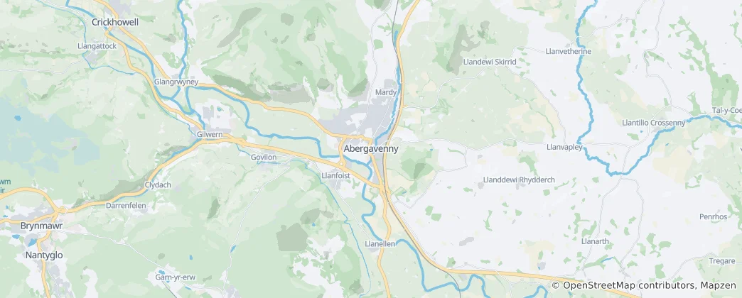 Mapa de Abergavenny